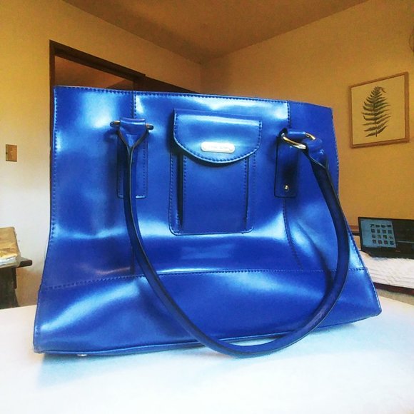 Royal Blue Genuine Leather 'Naturalizer' Handbag - Picture 1 of 12